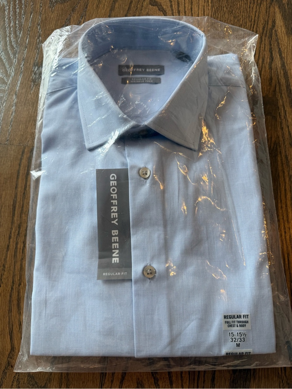 NWT Geoffrey Beene Men’s Light Blue Dress Shirt Regular Fit medium wrinkle free